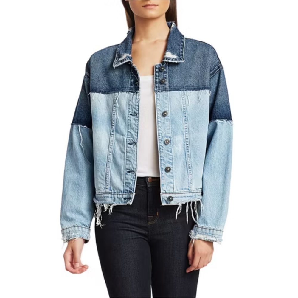 Hudson Distressed Two Toned Denim Jacket